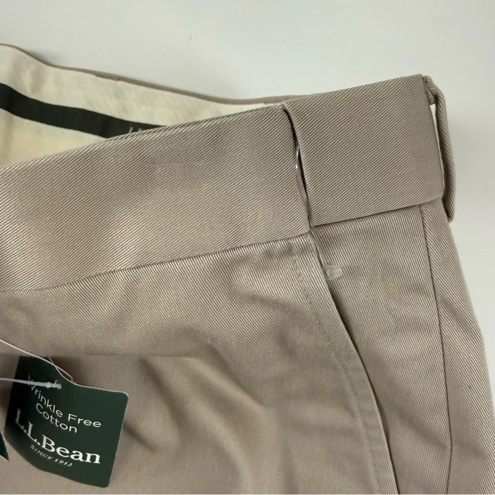 LL Bean Wrinkle Free Dress Chino Pants 38 x 29.5 Beige Khaki 262555 NWT